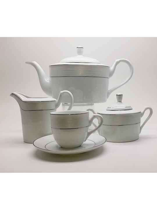 Christinholm Tea Set Porcelain Silver 9pcs