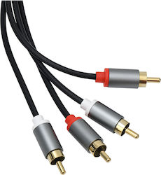 Avizar Audio Cable 2 Rca To 2 Rca Double Shielded Gold Plated Connectors 3m Black