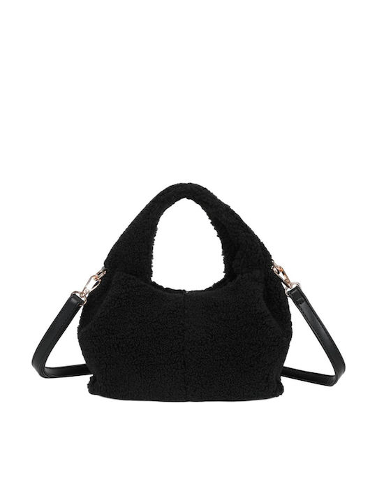 Gallantry Women's Fur Handbag Removable Shoulder Strap Black