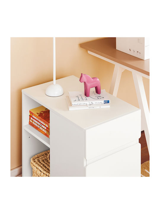 Office Storage MDF Cabinet With Wheels & Drawers White L58xW59xH35cm