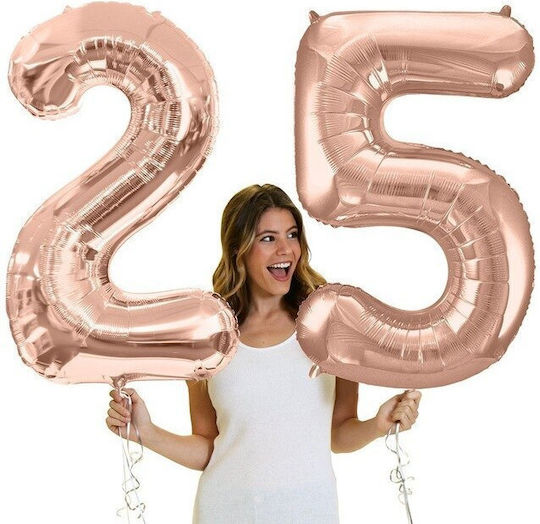 Balloon 100cm Rose Gold Number 25 Sent Deflated 2 Pieces