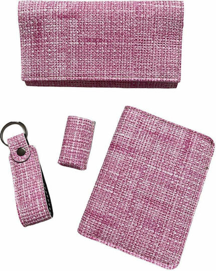 Dino Rossi Stoff Tabaktasche Rosa mit Verschluss 16x9cm