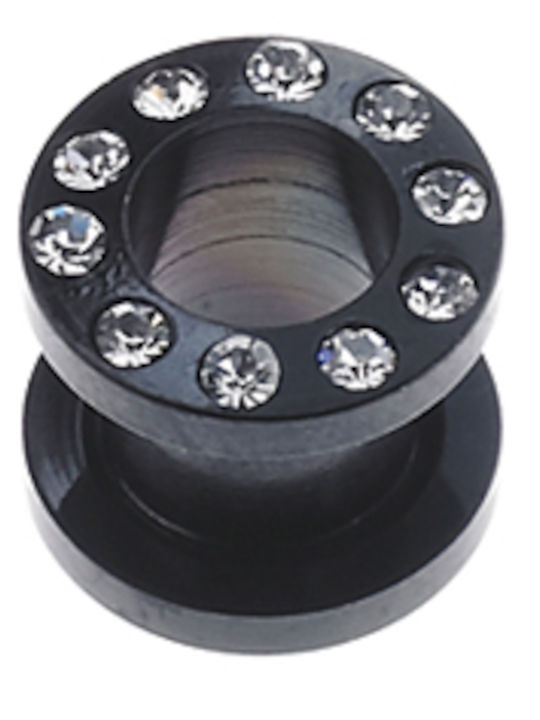 Σκουλαρίκι Stretching από Ατσάλι 8mm Μαύρο