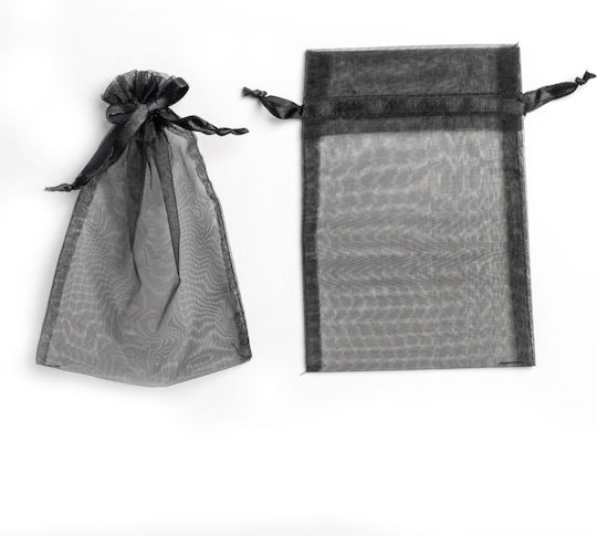 Organza Pouch Ribbon 17cm X 12cm Set 10pcs Pouoxxxx-170125 Black