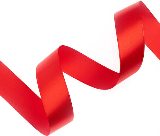 Satin Single Face Ribbon Organza 25mm 100m Red