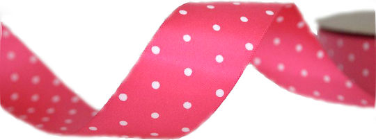 Satin Double Face Polka Dot Ribbon 25mm 50m Fuchsia