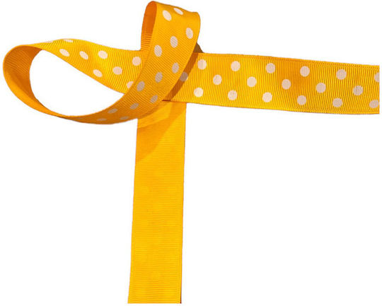 Kyriacou Gros Polka Dot Ribbon 25mmx25m Orange White Jgroxx11dotb-x25x50-6801xx