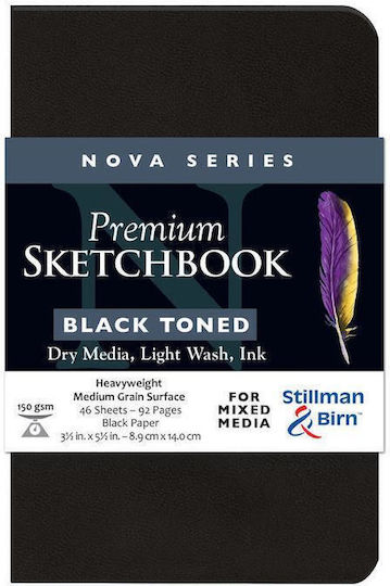 Stillman & Birn Sketch Pad Mixed Media Nova 46 Black Sheets Cold Pressed 9x14cm 150gr
