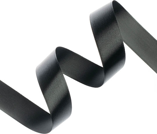 Satin Single Face Ribbon Organza 20mm 100m Black