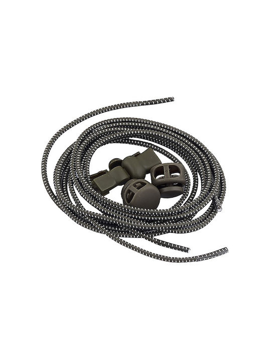 Elastic Shoelaces Stop Dark Olive 1m 2 Pieces