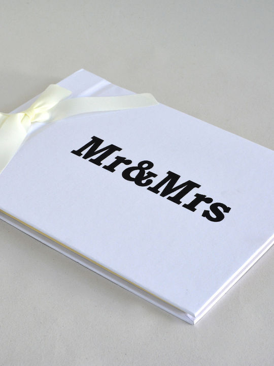 Wedding Wish Book 29x21cm Mr & Mrs White Ribbon