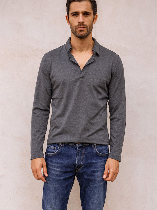 Luciano Faketti T-Shirt Luciano Faketti Polo Integrated Collar Undershirt Anthracite