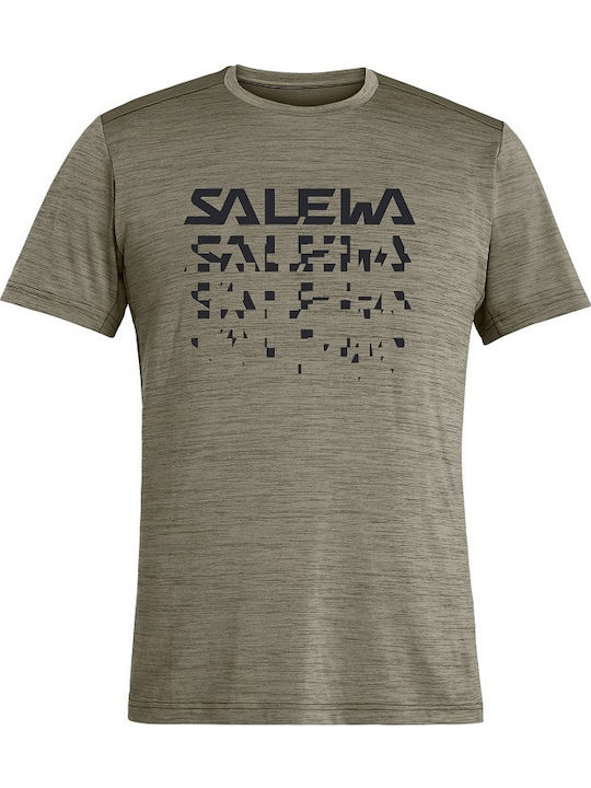 Αντιιδρωτικό Κοντομάνικο Μπλουζάκι T-shirt Salewa Puez Hybrid 2 Dry M S S Tee Bungee Cord Melange 27397-7956