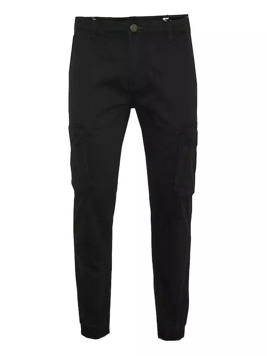 Oxygen Ανδρικό Μαύρο Cargo Παντελόνι Λάστιχο 41117-black