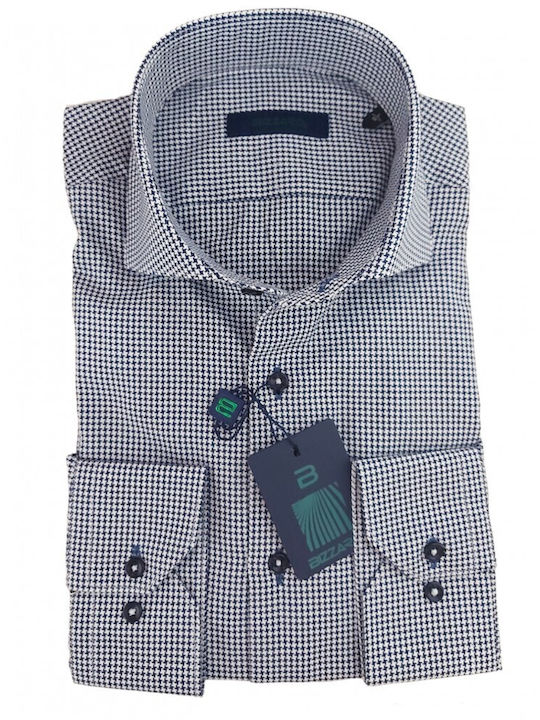 Herrenhemden Langärmeliges Mikroschichtmuster Blau Weiß Bizzaro Slim Bz2228715/sl 3