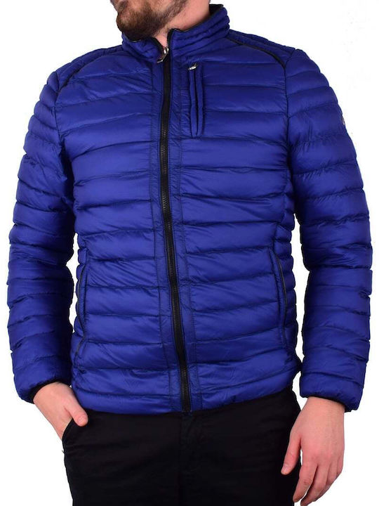 Ritchie Jeans Μπουφαν Καπιτονε Κοντο Μπλε Ψηλο Λαιμο Τσεπες Στο Πλαι Στο Στηθος Κανονικη Γραμμη 38-zabrok Indigo W19.bleu Marine