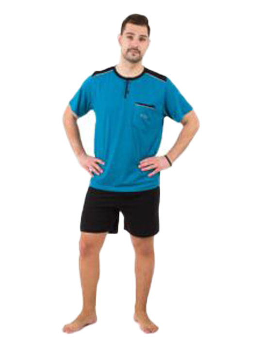Billy Pijama Bărbătească cu Pantaloni Lungi Scurți 453 Turcoaz
