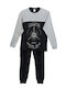 Billy Men’s Χειμερινή Ανδρική Πιτζάμα Βαμβακερή Β488 Γκρι-μαυρο