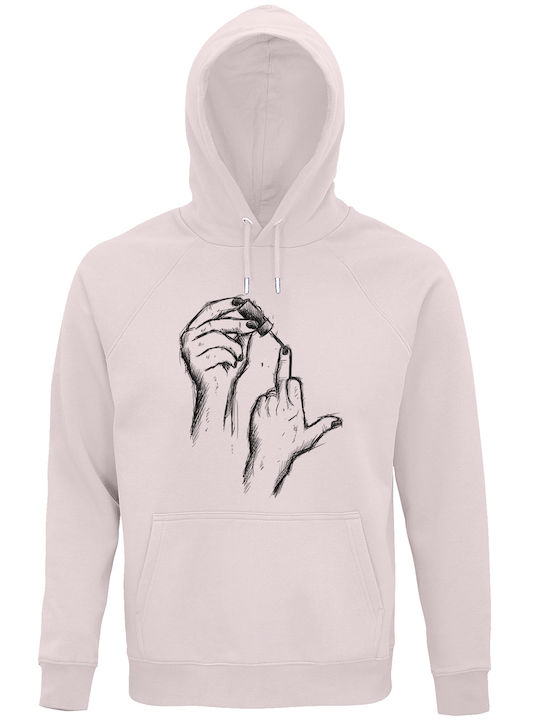Hanorace Bărbați Unisex Cu Glugă Model „Middle Finger” Roz Deschis