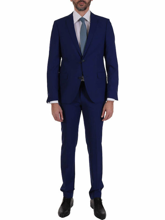 Tom Frank Costum Dublu Nasture Albastru Electric