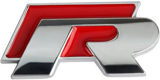 Car Sticker Emblem Logo R-line 30mm X 55mm Red Chromium 1 Piece Zemb-vw-08