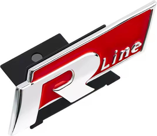 Genuine Mask Logo R-line 24mm X 77mm Red 1 Piece Zemb-vw-06
