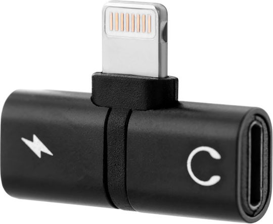 Avizar Lightning 2 In 1 Audio Compact Charging Adapter Black