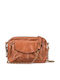 Stoff Damen Schultertasche Braun