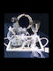 Fun Collection Wedding Carafe Set with Wine Glass on Tray & Crowns made of Crystal 4pcs