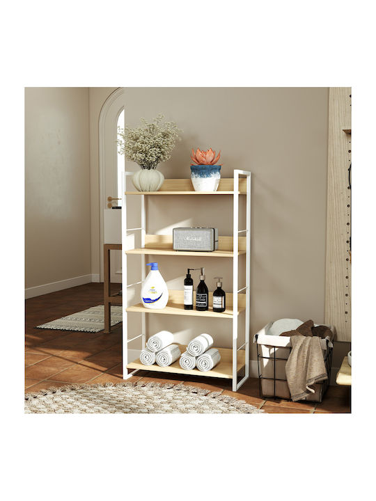 Bookcase Dorfie Natural, White 70x30x124.5cm