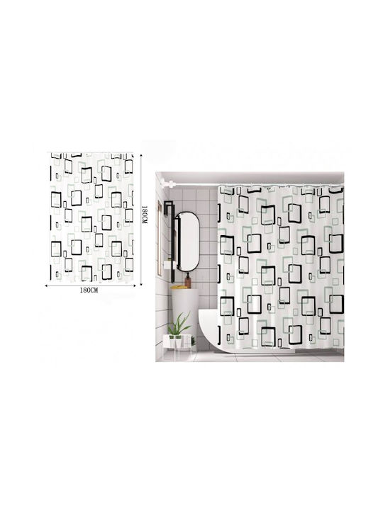 Galifas Shower Curtain 180x180cm White-black