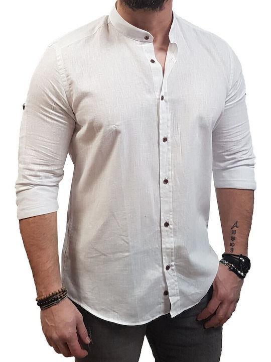 Long-sleeved Linen Shirt White
