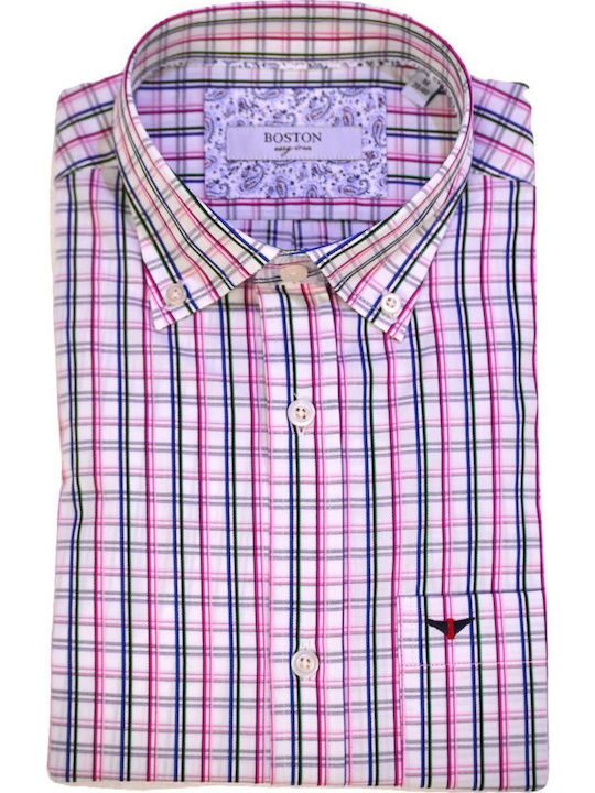 Long-sleeved Cotton Shirt Checked White