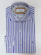 Long Sleeve Cotton Shirt in Regular Fit Striped Blue