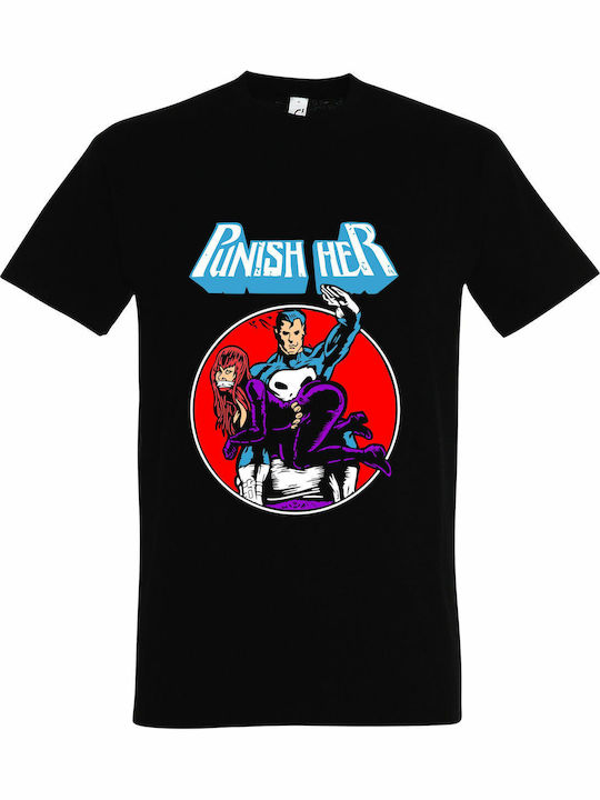 T-shirt Unisex " Marvel Punisher Punish Her " Black