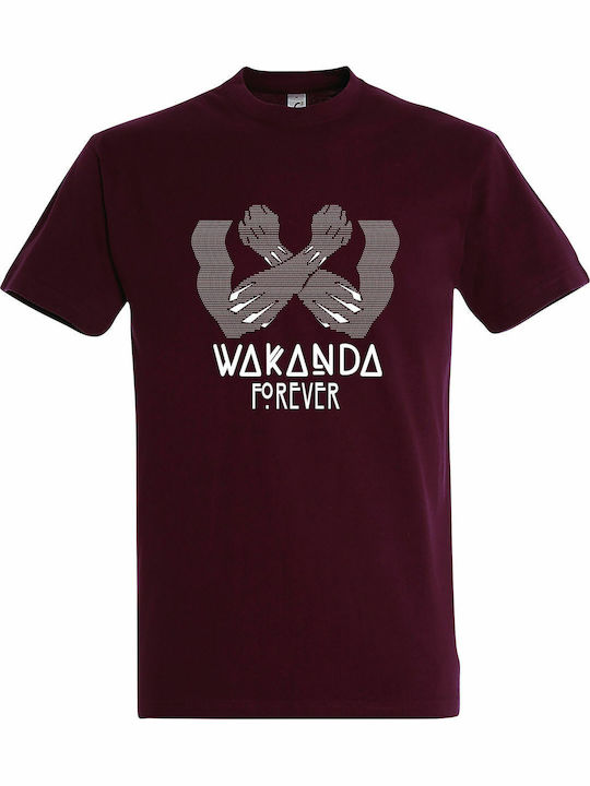 T-shirt Unisex " Wakanda Forever Marvel Black Panther " Burgundy