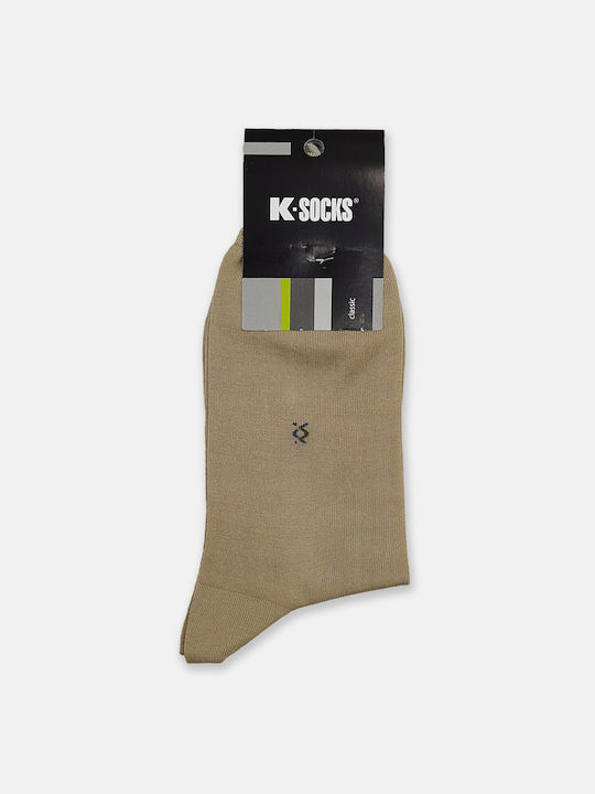 K Socks Ανδρικές Μονόχρωμες Κάλτσες Μπέζ