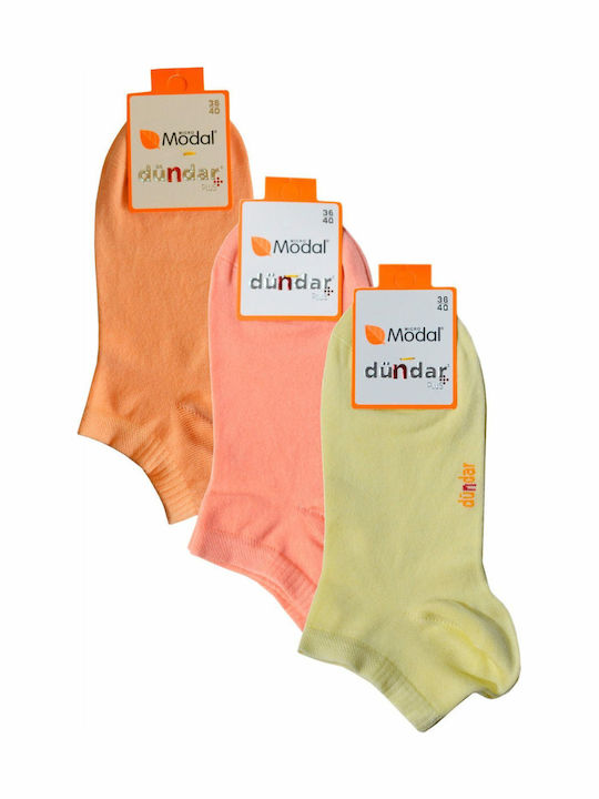 Dundar Women's Solid Color Socks YELLOW / SALMON / ORANGE 3Pack