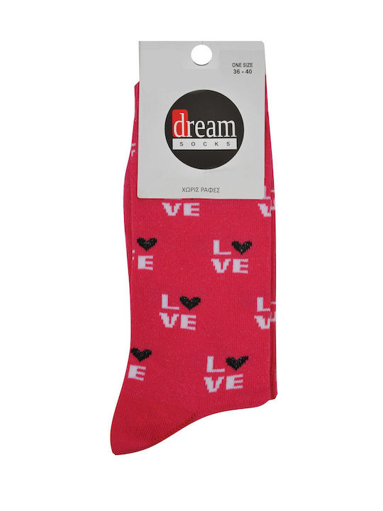 Dream Socks Дамски Чорапи с Дизайн Фуксия 1Пакет