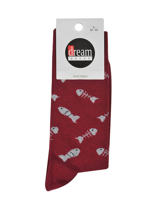 Dream Socks Ανδρικές Κάλτσες με Σχέδια Μπορντό