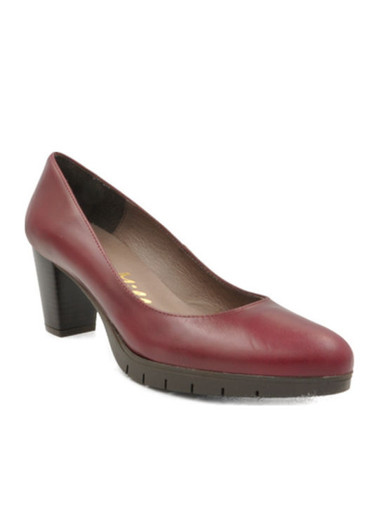 Leather Burgundy Medium Heels