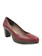 Leather Burgundy Medium Heels