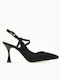 Satin Pumps Satin mit Stiletto Absatz und Riemen Schwarz