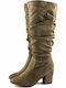 Wildleder Damenstiefel mit mittlerem Absatz Braun