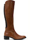 Leder Damenstiefel mit Gummizug Tabac Braun