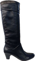 Progetto Leather Women's Boots with Medium Heel Black
