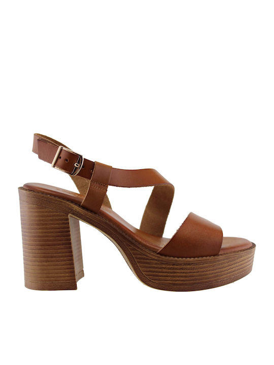 Marila Footwear Leather Sandals Tabac Brown
