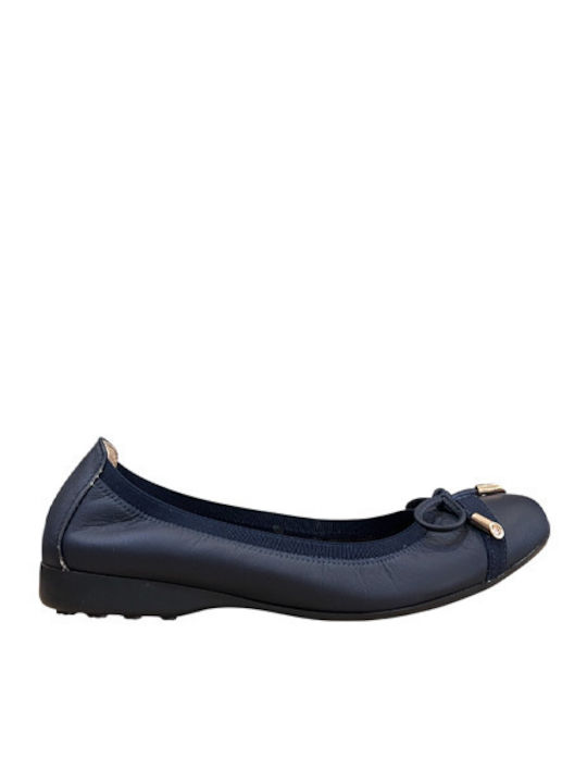 Leather Ballerinas Navy Blue