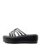 Δερμάτινα Γυναικεία Σανδάλια Flatforms Μαύρα