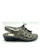 Leather Women's Flat Sandals Anatomic in Gray Color